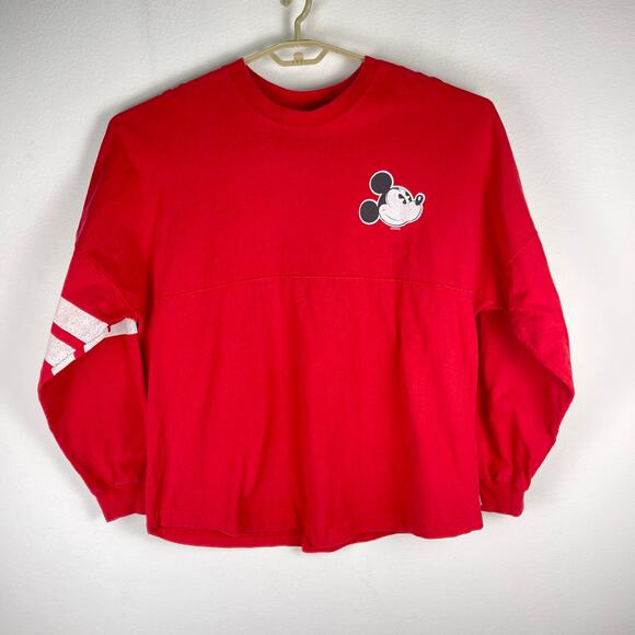 Disney Spirit Jersey Adult Large Red Mickey Mouse Graphic Long Sleeve Spell Out - Picture 2 of 9